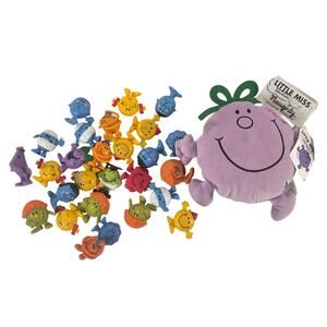 1lb Lot of Vintage Mr. Men Little Miss Plastic Play Figures Plush Set Pre-Owned